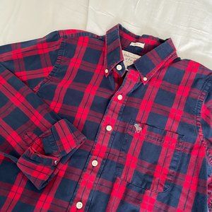 Abercrombie Red Long sleeve Plaid Button Down